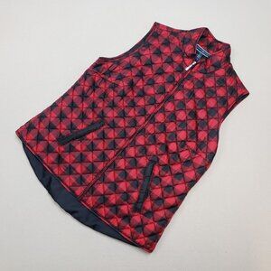 Karen Scott Women's Plaid Quilted Down Red/Black Vest Sz M EXCELLENT CONDITION!!